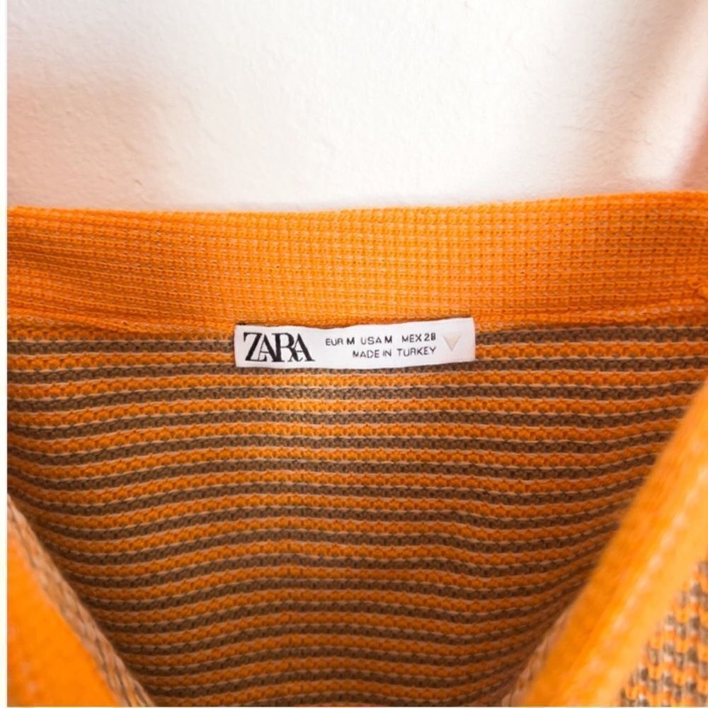 ZARA Sweater Knit Crop Tank Top Medium Orange Tan Y2k 2000s Boho - Picture 2 of 4